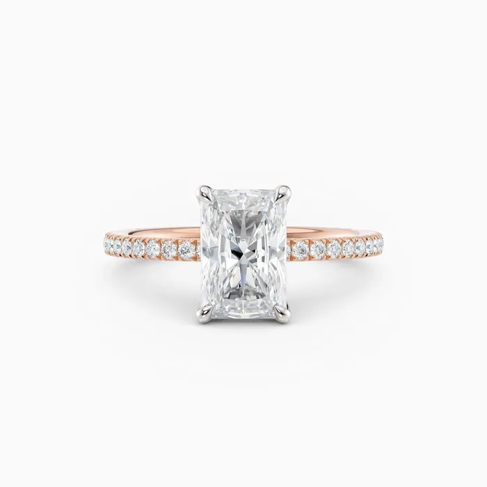Honey Jewelry Co Rings Sarah Radiant Solitaire Engagement Ring with Pave Band