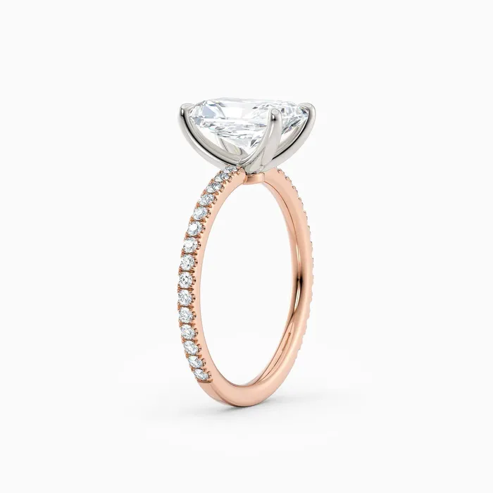 Honey Jewelry Co Rings Sarah Radiant Solitaire Engagement Ring with Pave Band