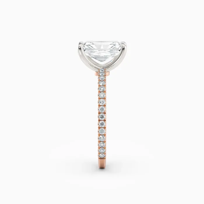 Honey Jewelry Co Rings Sarah Radiant Solitaire Engagement Ring with Pave Band