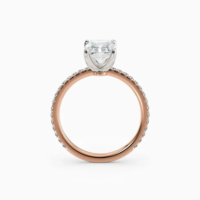 Honey Jewelry Co Rings Sarah Radiant Solitaire Engagement Ring with Pave Band