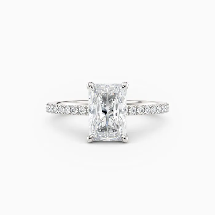 Honey Jewelry Co Rings Sarah Radiant Solitaire Engagement Ring with Pave Band