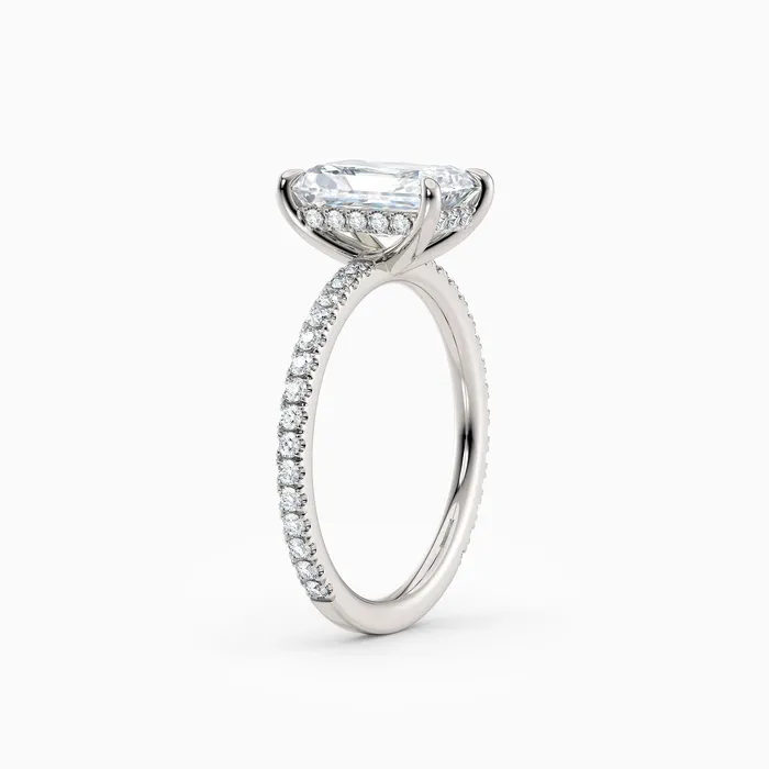 Honey Jewelry Co Rings Willow Radiant Hidden Halo Engagement Ring with Pave Band