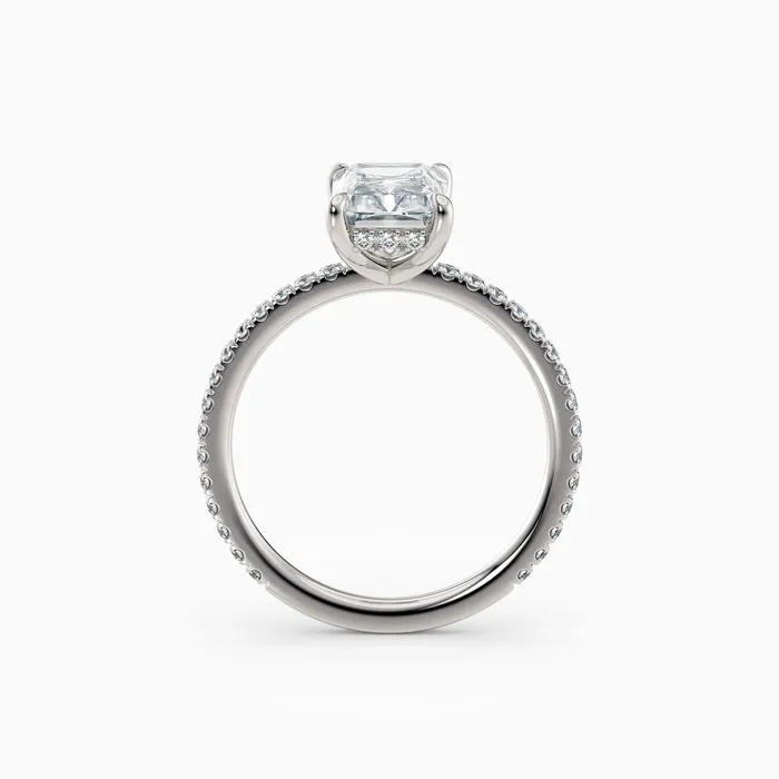 Honey Jewelry Co Rings Willow Radiant Hidden Halo Engagement Ring with Pave Band
