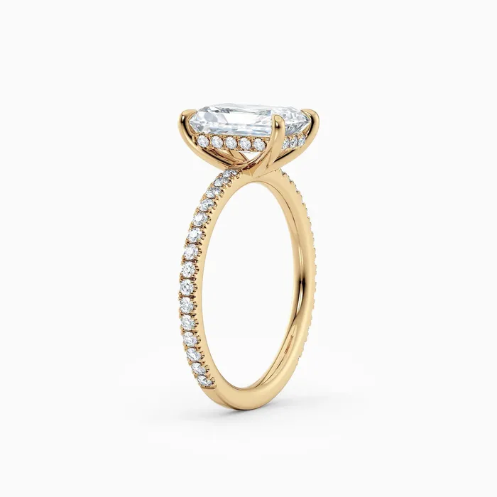 Honey Jewelry Co Rings Willow Radiant Hidden Halo Engagement Ring with Pave Band