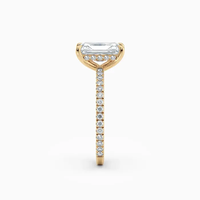 Honey Jewelry Co Rings Willow Radiant Hidden Halo Engagement Ring with Pave Band
