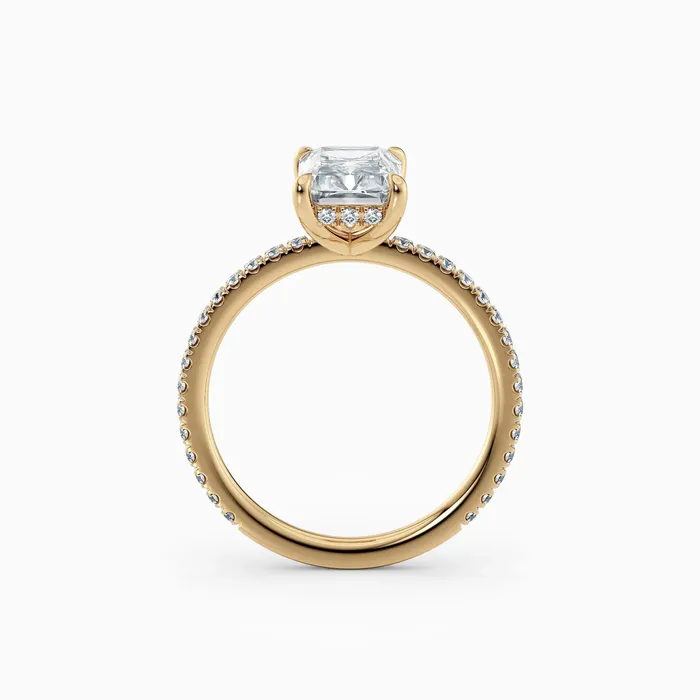 Honey Jewelry Co Rings Willow Radiant Hidden Halo Engagement Ring with Pave Band