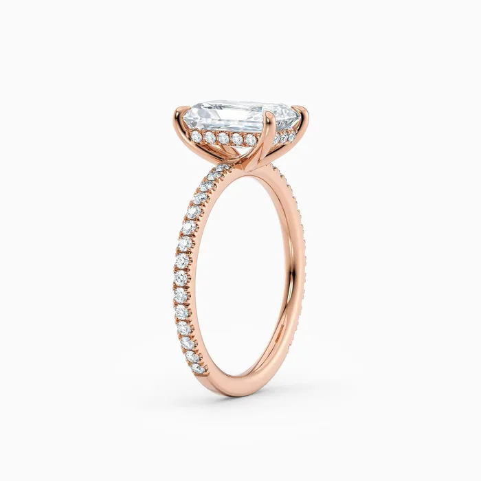 Honey Jewelry Co Rings Willow Radiant Hidden Halo Engagement Ring with Pave Band