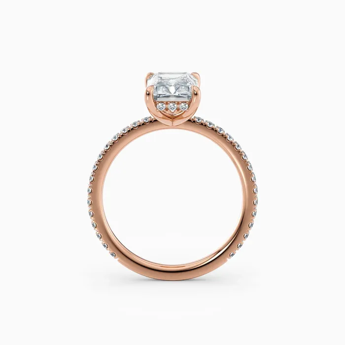 Honey Jewelry Co Rings Willow Radiant Hidden Halo Engagement Ring with Pave Band