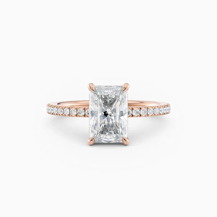Honey Jewelry Co Rings Willow Radiant Hidden Halo Engagement Ring with Pave Band