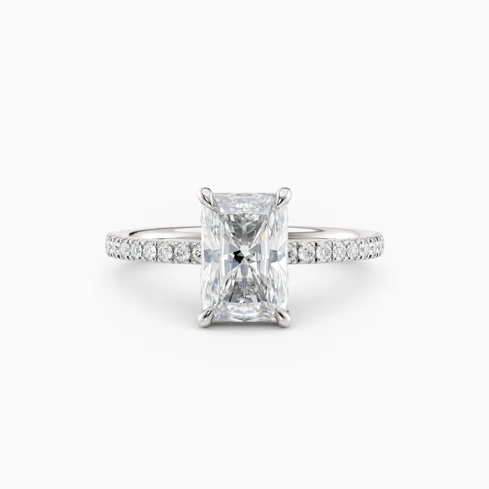 Honey Jewelry Co Rings Willow Radiant Hidden Halo Engagement Ring with Pave Band