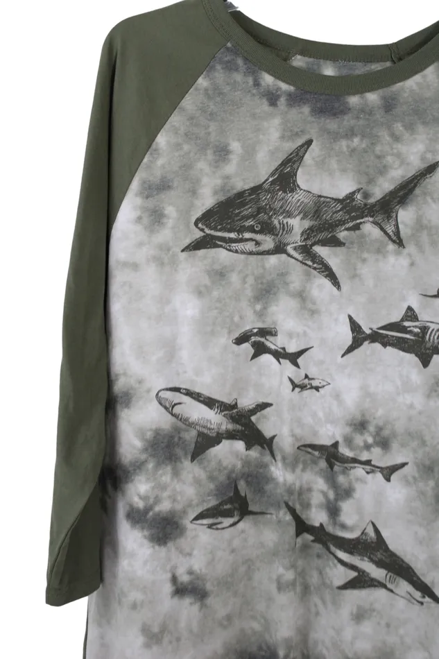 Hybrid Company Earrings NEW Hybrid Apparel Green Shark Baseball Tee 2XL