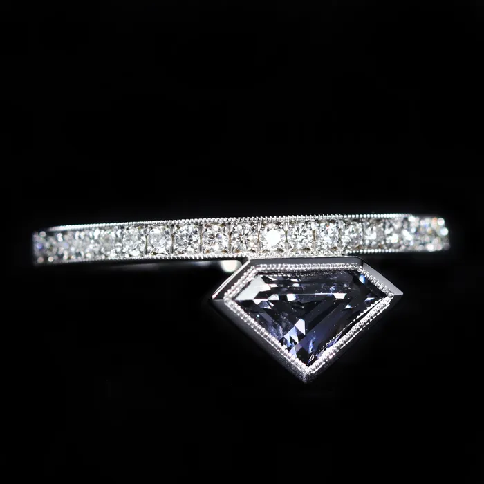 Immaculate Jewelry Rings 14K White Gold 071 Carat Gray Spinel and Diamond Ring