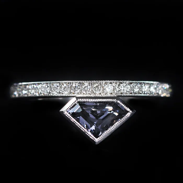 Immaculate Jewelry Rings 14K White Gold 071 Carat Gray Spinel and Diamond Ring