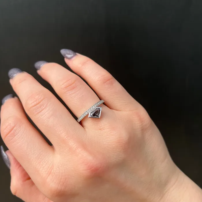 Immaculate Jewelry Rings 14K White Gold 071 Carat Gray Spinel and Diamond Ring