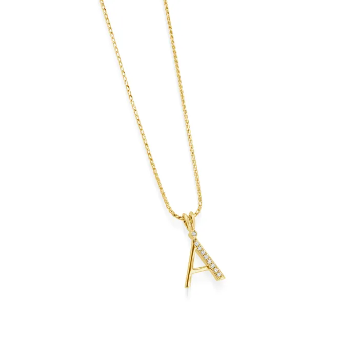 Initial Diamond Pendants Yellow Gold John Atencio Necklaces