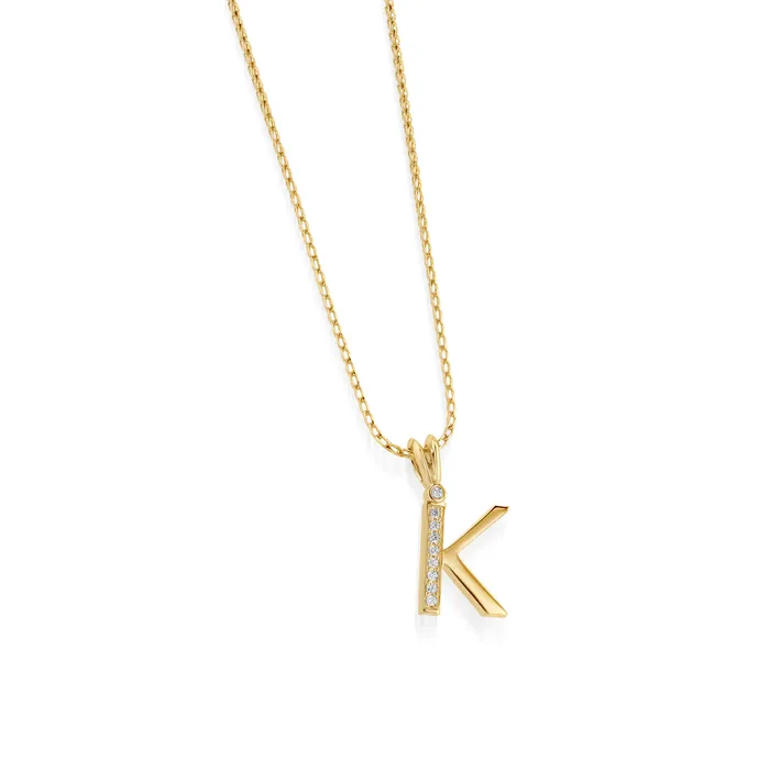 Initial Diamond Pendants Yellow Gold John Atencio Necklaces