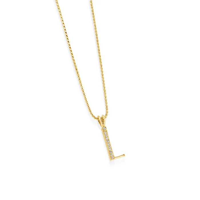 Initial Diamond Pendants Yellow Gold John Atencio Necklaces