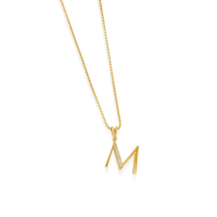 Initial Diamond Pendants Yellow Gold John Atencio Necklaces