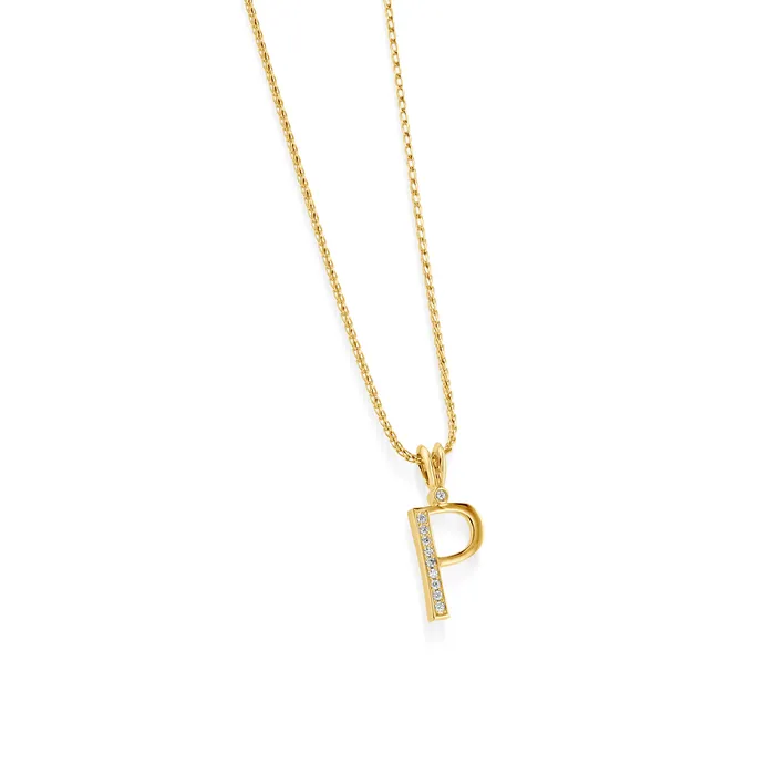 Initial Diamond Pendants Yellow Gold John Atencio Necklaces