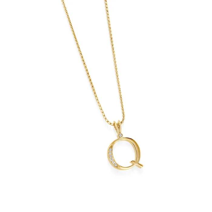 Initial Diamond Pendants Yellow Gold John Atencio Necklaces