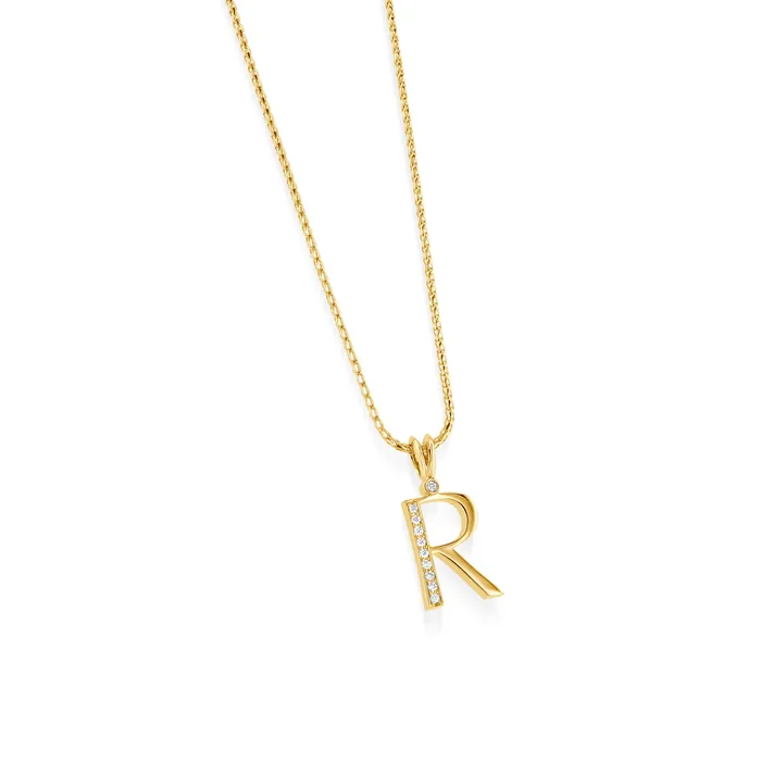 Initial Diamond Pendants Yellow Gold John Atencio Necklaces