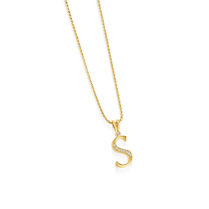 Initial Diamond Pendants Yellow Gold John Atencio Necklaces