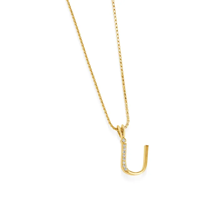 Initial Diamond Pendants Yellow Gold John Atencio Necklaces