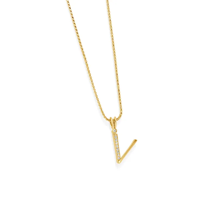 Initial Diamond Pendants Yellow Gold John Atencio Necklaces
