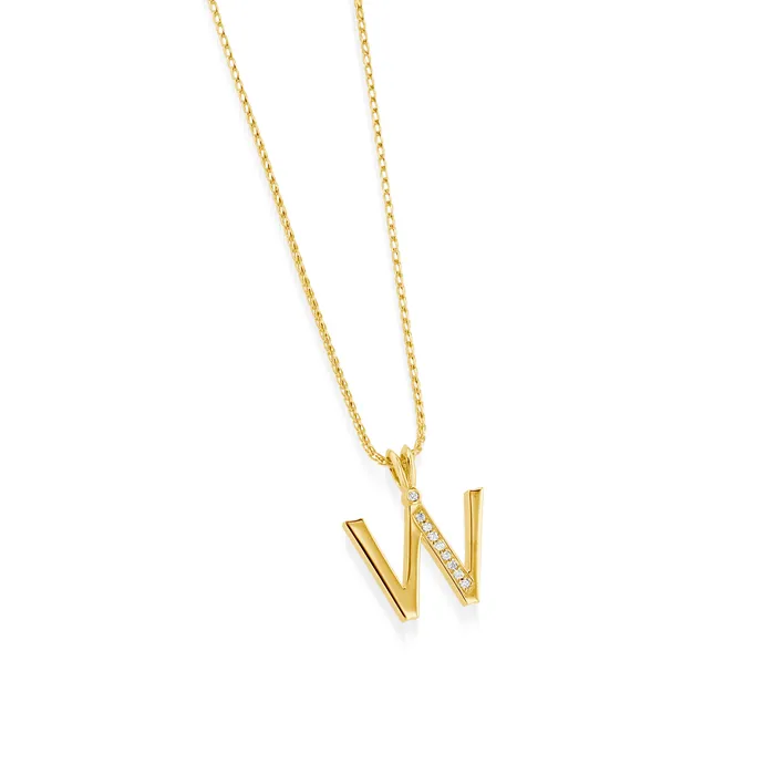 Initial Diamond Pendants Yellow Gold John Atencio Necklaces
