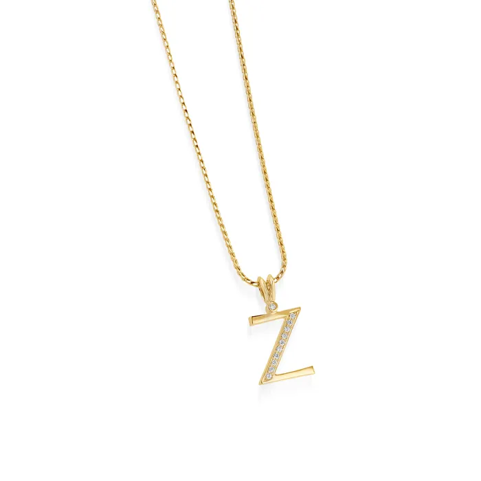Initial Diamond Pendants Yellow Gold John Atencio Necklaces