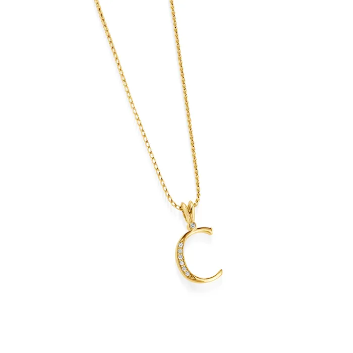 Initial Diamond Pendants Yellow Gold John Atencio Necklaces