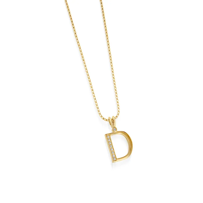 Initial Diamond Pendants Yellow Gold John Atencio Necklaces