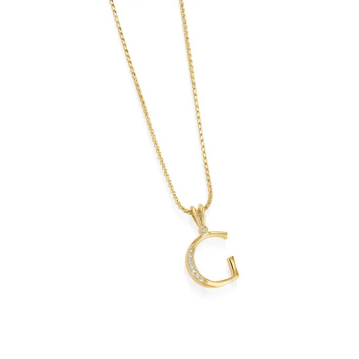Initial Diamond Pendants Yellow Gold John Atencio Necklaces