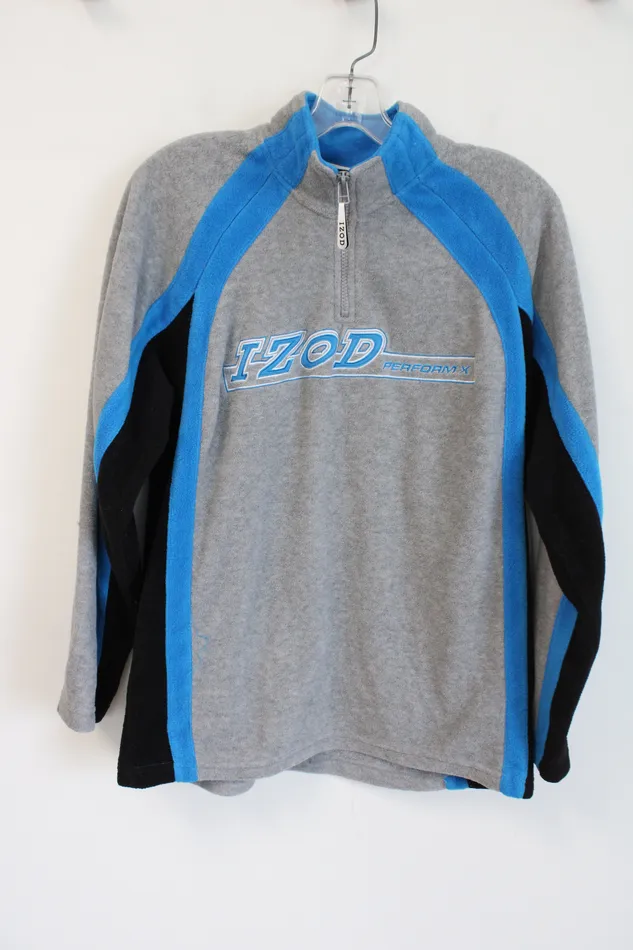 Izod Rings Izod Perform Gray Blue Black Quarter Zip Sweatshirt Youth L 1416