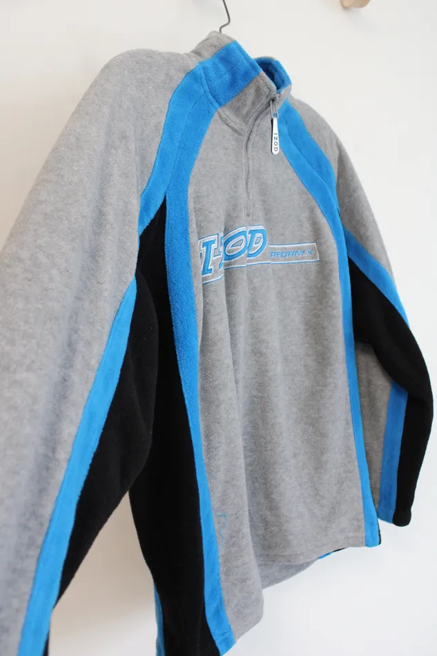 Izod Rings Izod Perform Gray Blue Black Quarter Zip Sweatshirt Youth L 1416