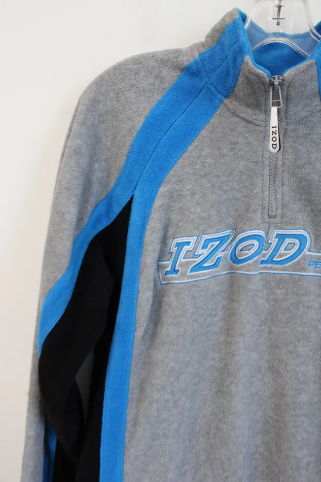 Izod Rings Izod Perform Gray Blue Black Quarter Zip Sweatshirt Youth L 1416