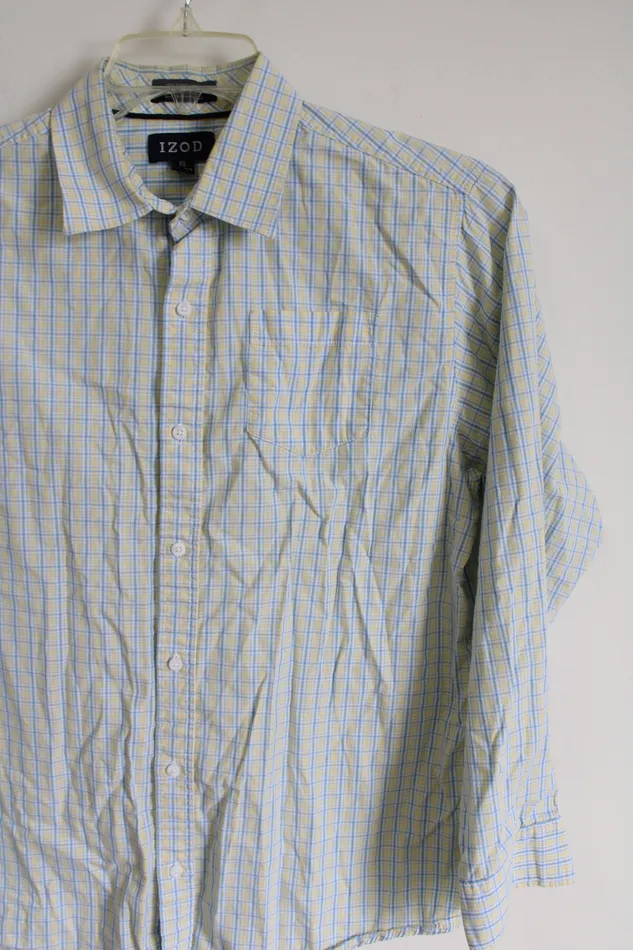 Izod Rings Izod Yellow Blue Plaid Button Down Shirt Youth 1820
