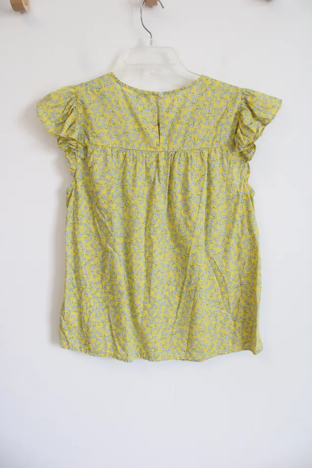 JCrew Yellow Floral Cotton Smocked Top M JCrew Rings