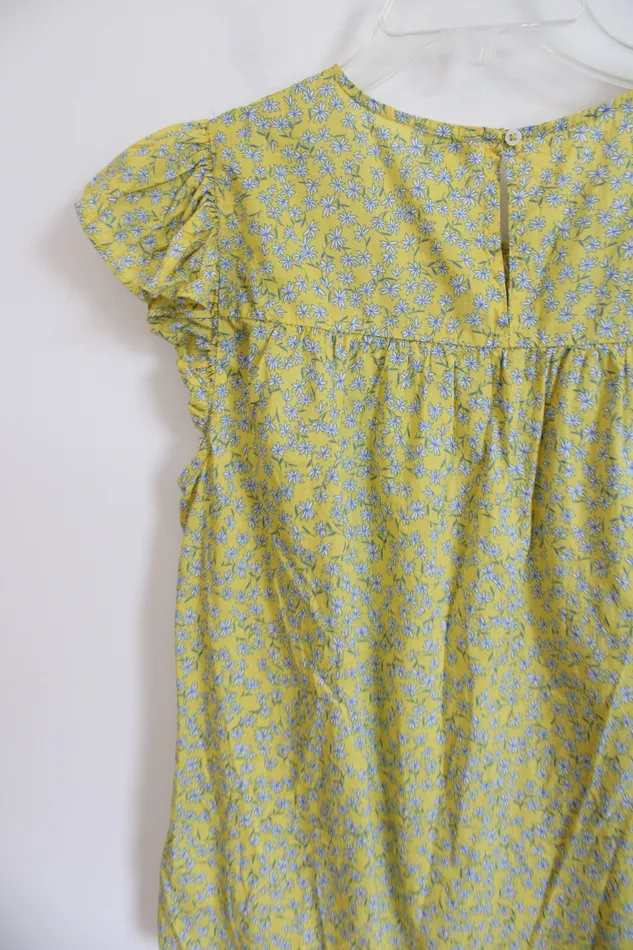 JCrew Yellow Floral Cotton Smocked Top M JCrew Rings