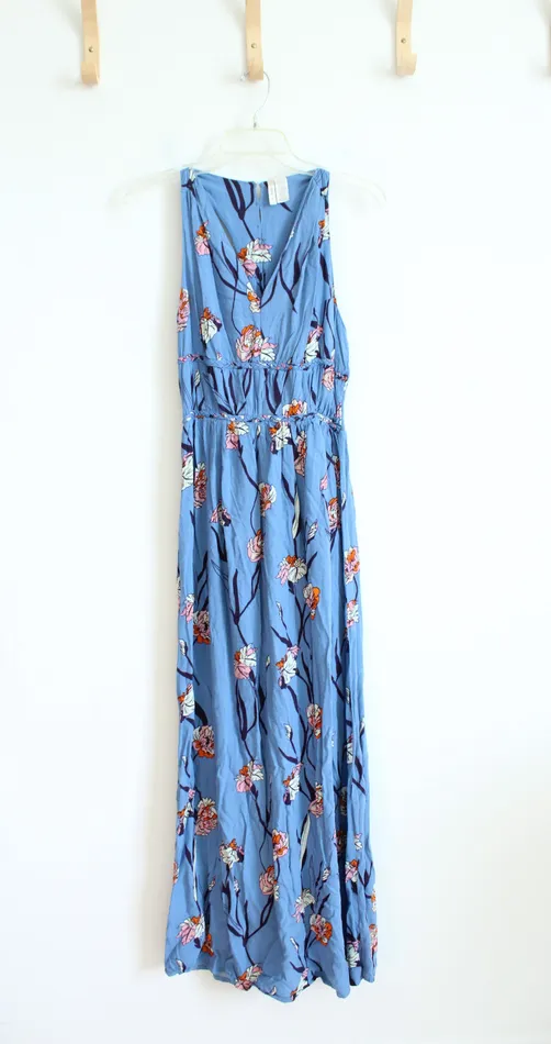Japna Blue Floral Maxi Dress L Japna Rings