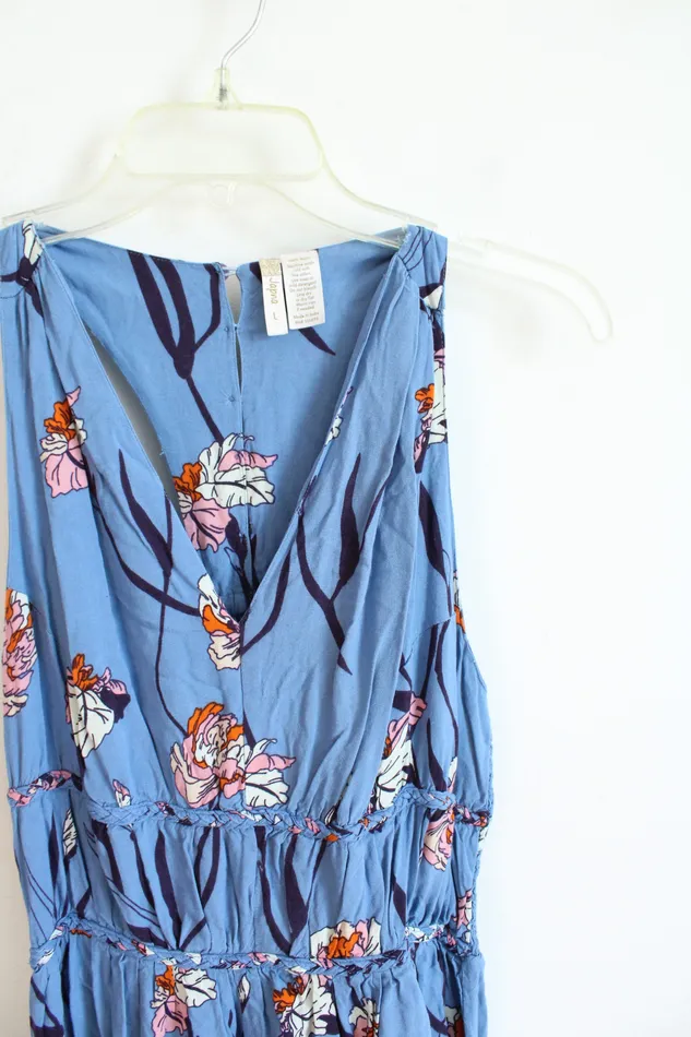 Japna Blue Floral Maxi Dress L Japna Rings