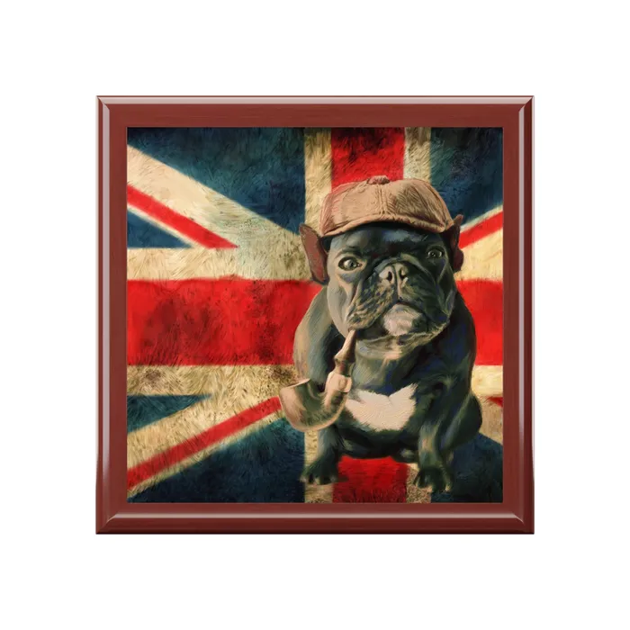 Jewelry Box Keepsake Box French Bulldog with Pipe Lacquer Box Portraits by NC Necklaces