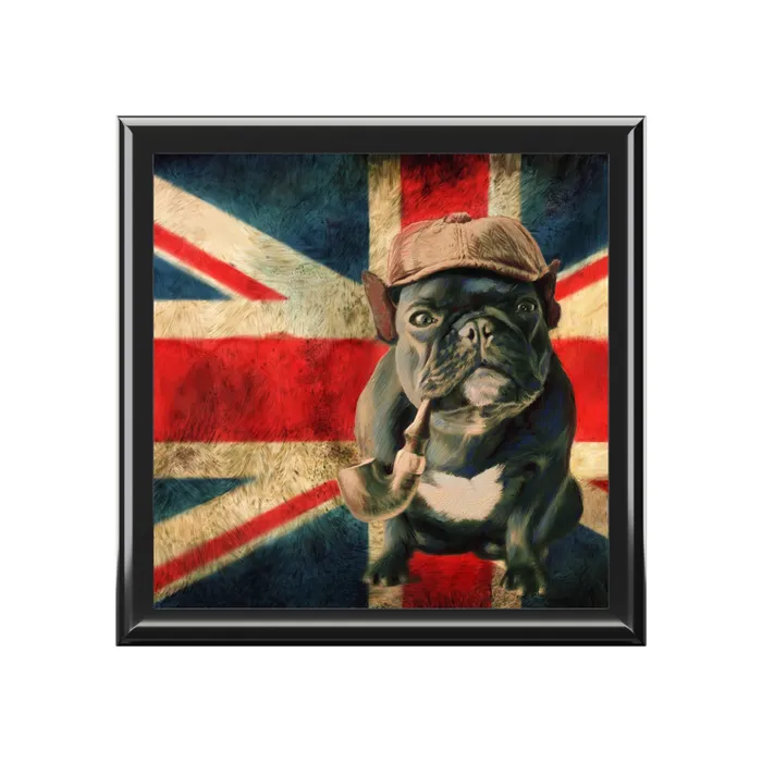 Jewelry Box Keepsake Box French Bulldog with Pipe Lacquer Box Portraits by NC Necklaces