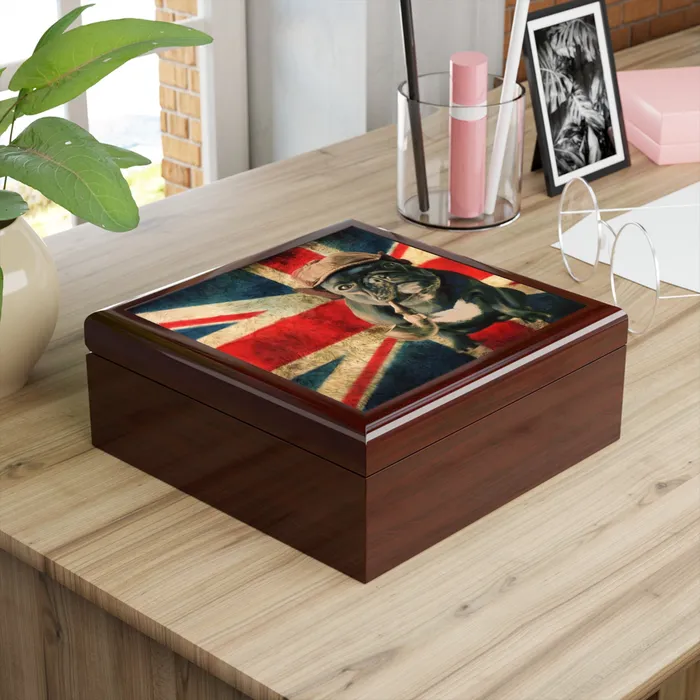 Jewelry Box Keepsake Box French Bulldog with Pipe Lacquer Box Portraits by NC Necklaces