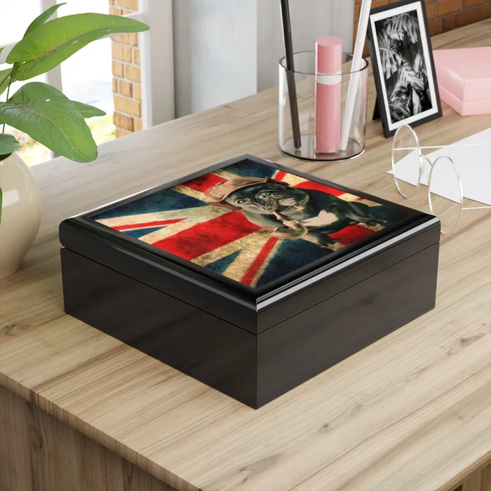 Jewelry Box Keepsake Box French Bulldog with Pipe Lacquer Box Portraits by NC Necklaces