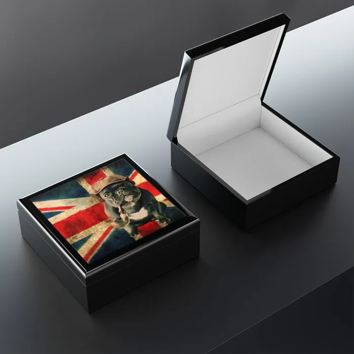 Jewelry Box Keepsake Box French Bulldog with Pipe Lacquer Box Portraits by NC Necklaces
