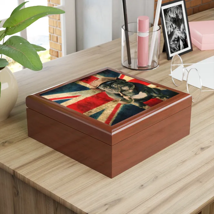 Jewelry Box Keepsake Box French Bulldog with Pipe Lacquer Box Portraits by NC Necklaces