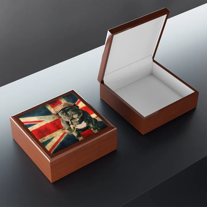 Jewelry Box Keepsake Box French Bulldog with Pipe Lacquer Box Portraits by NC Necklaces