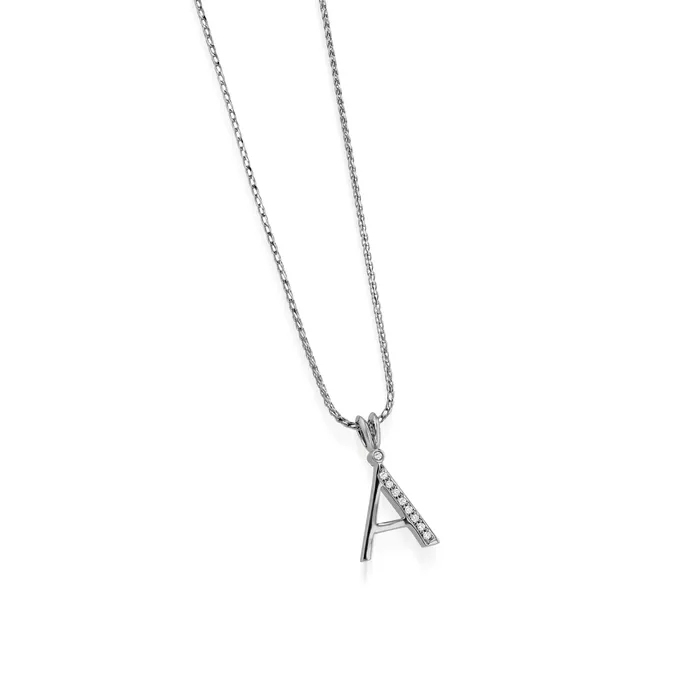 John Atencio Initial A Diamond Medallion Pendant Necklaces