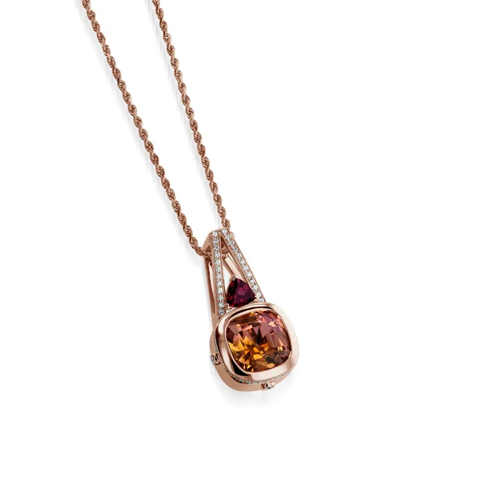 John Atencio Necklaces Signature Autumn Tourmaline Rhodolite Garnet and Diamond Pendant Necklace John Atencio Necklaces Signature Autumn Tourmaline Rhodolite Garnet and Diamond Pendant Necklace